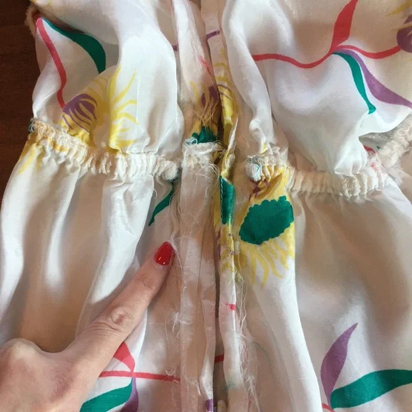 Vintage 70s-80s white floral summer day dress Hawaiian tropical flowers retro - Picture 13 of 14